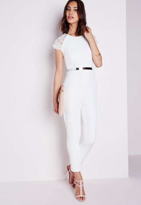 lace sleeve jumpsuit