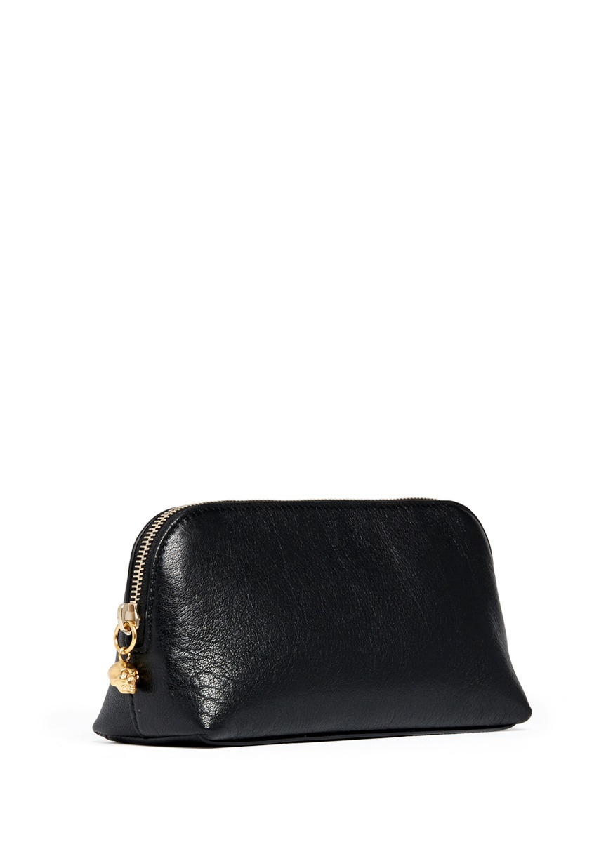 Alexander Mcqueen Skull Prism Leather Cosmetic Pouch In Black Lyst Prism Leather Cosmetic Pouch In Black