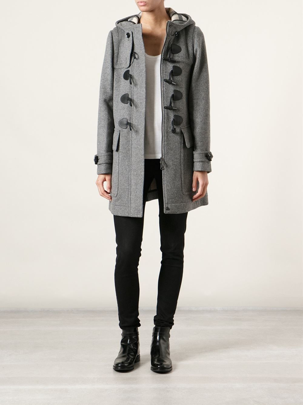 gray duffle coat