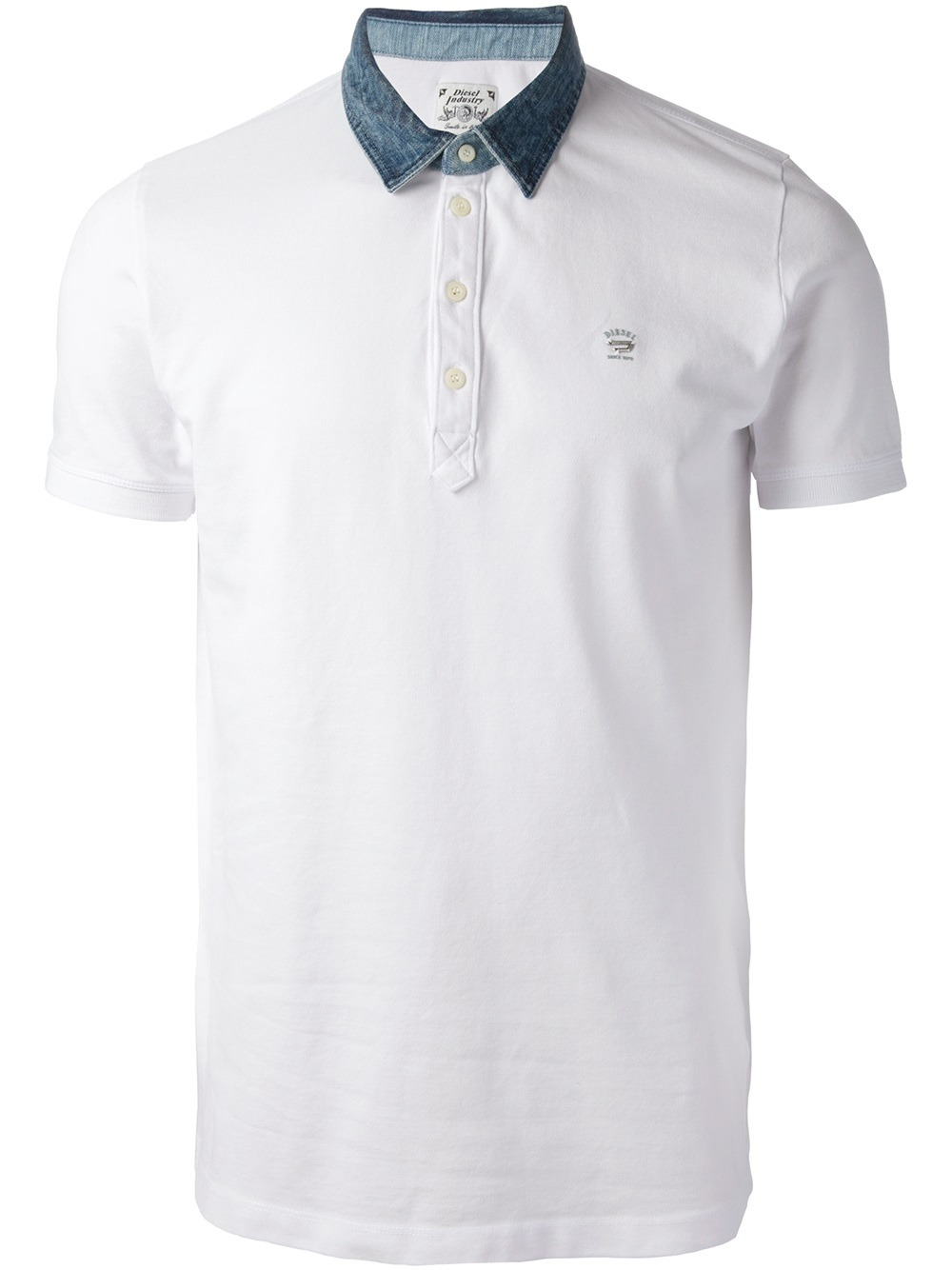 DIESEL Denim Collar Polo Shirt in White for Men | Lyst