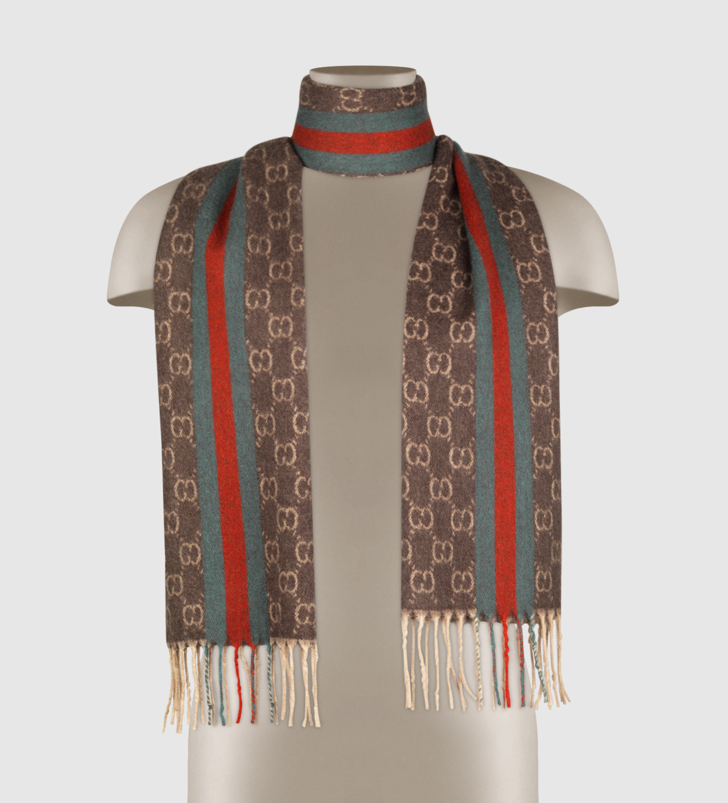 Lyst Gucci Gg Patterned Jacquard Cashmere Scarf With Web Detail for Men