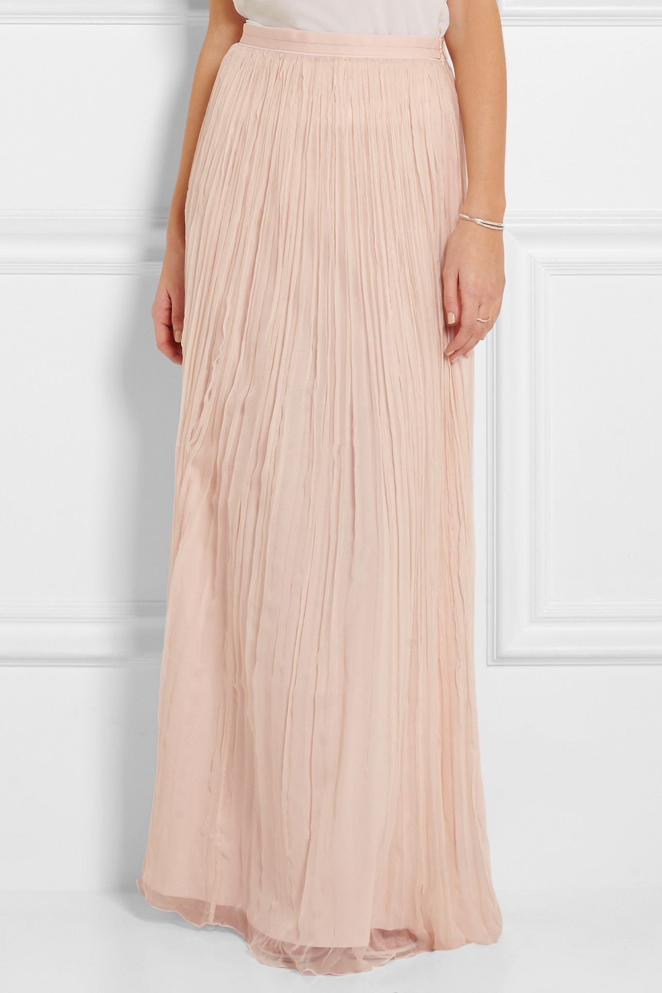 Thread Crinkled-chiffon Maxi Skirt 