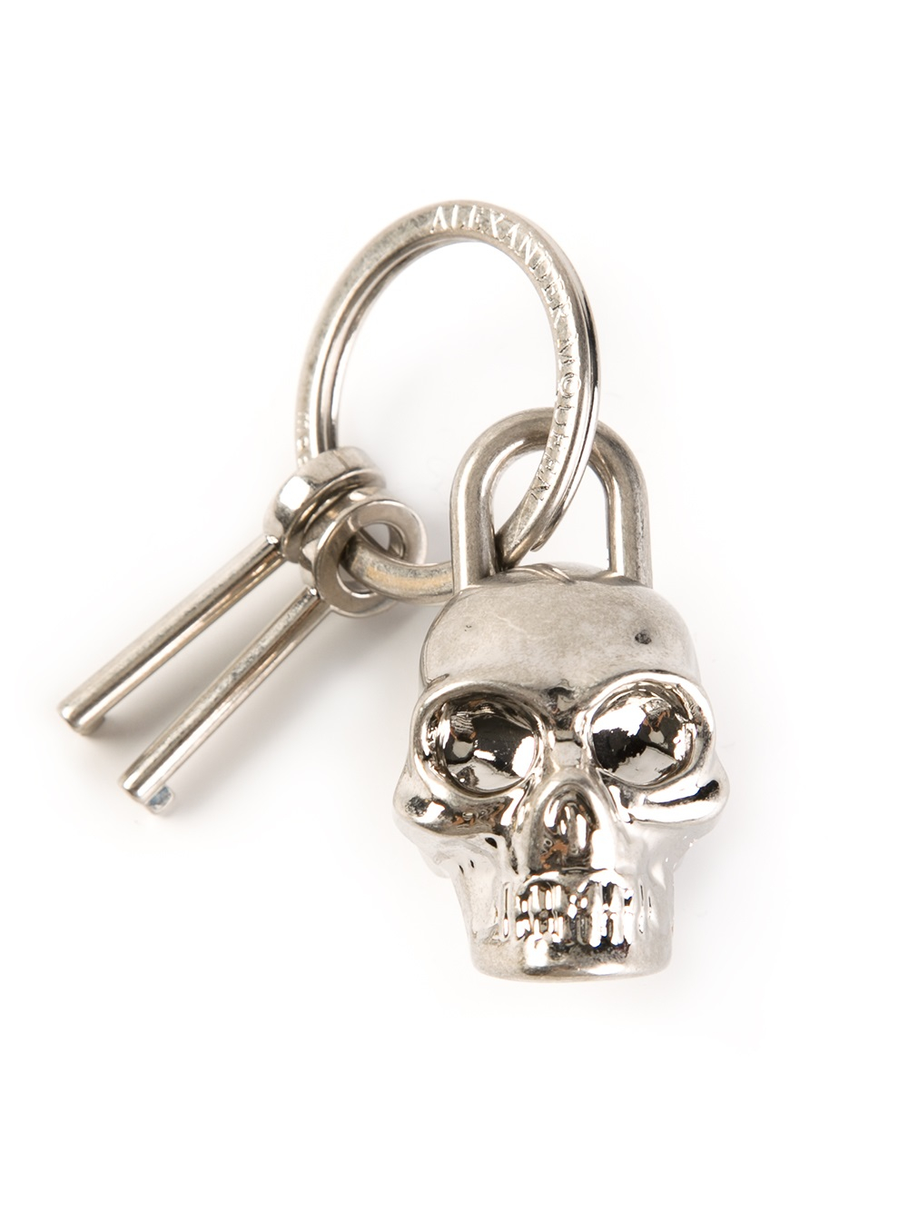 Alexander McQueen Skull Padlock Keyring in Metallic | Lyst