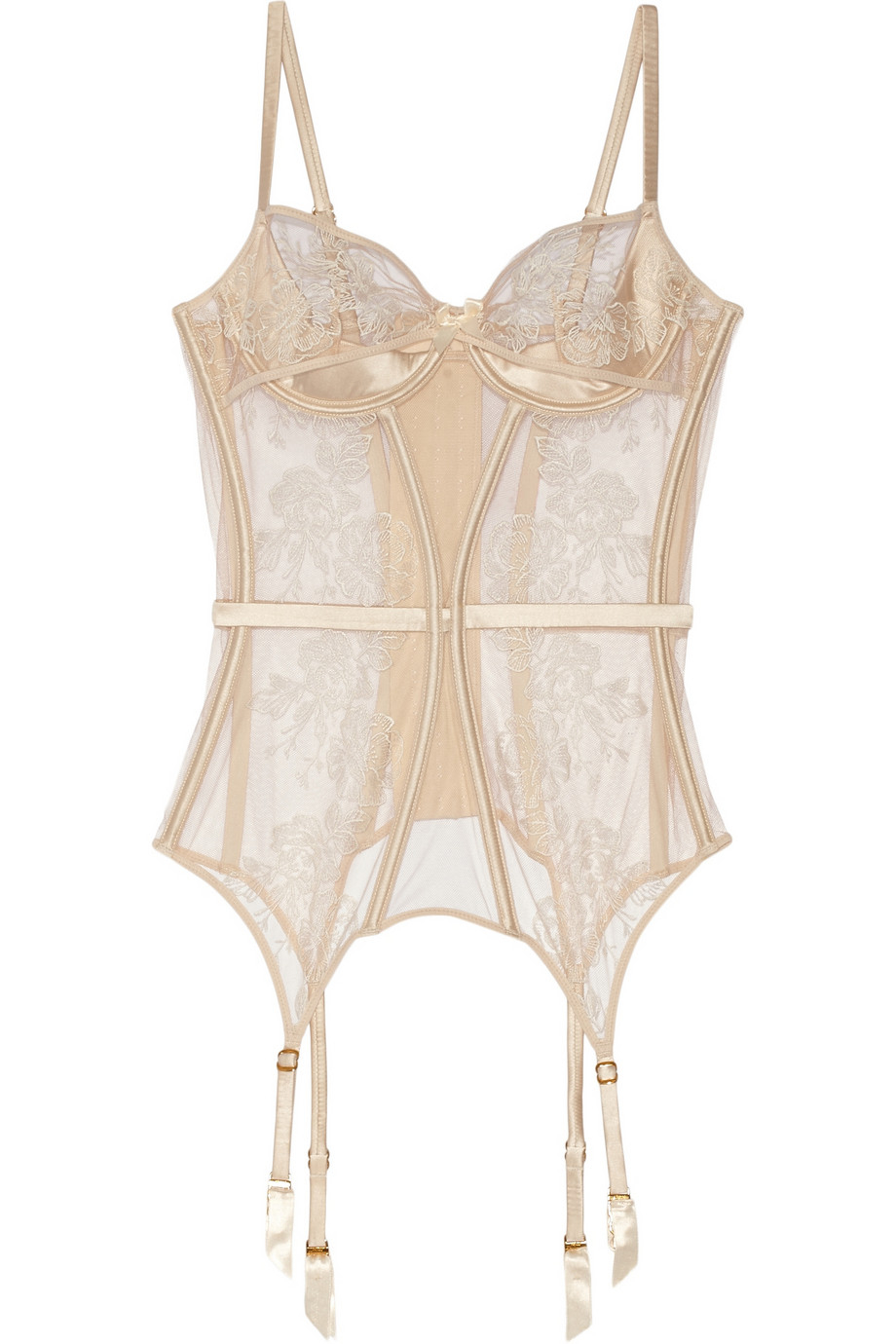 Agent Provocateur Gloria Embroidered Tulle And Satin Basque in Pink | Lyst