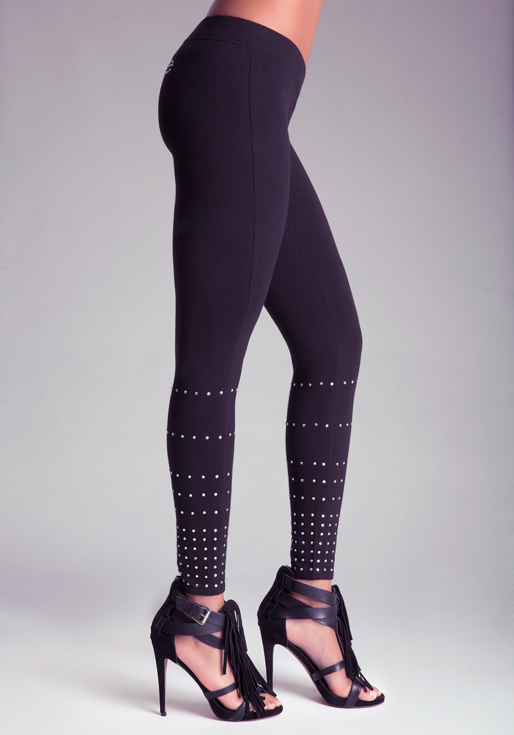 Lyst - Bebe Rhinestone V-Front Leggings in Black