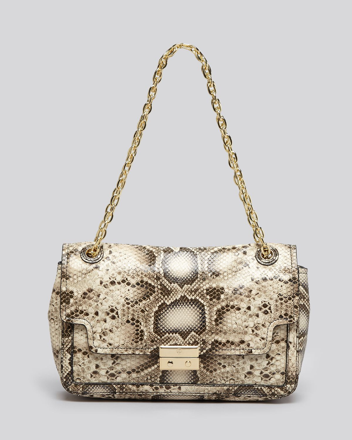 Tory Burch Shoulder Bag Elise Snake Embossed Chain in Natural Lyst