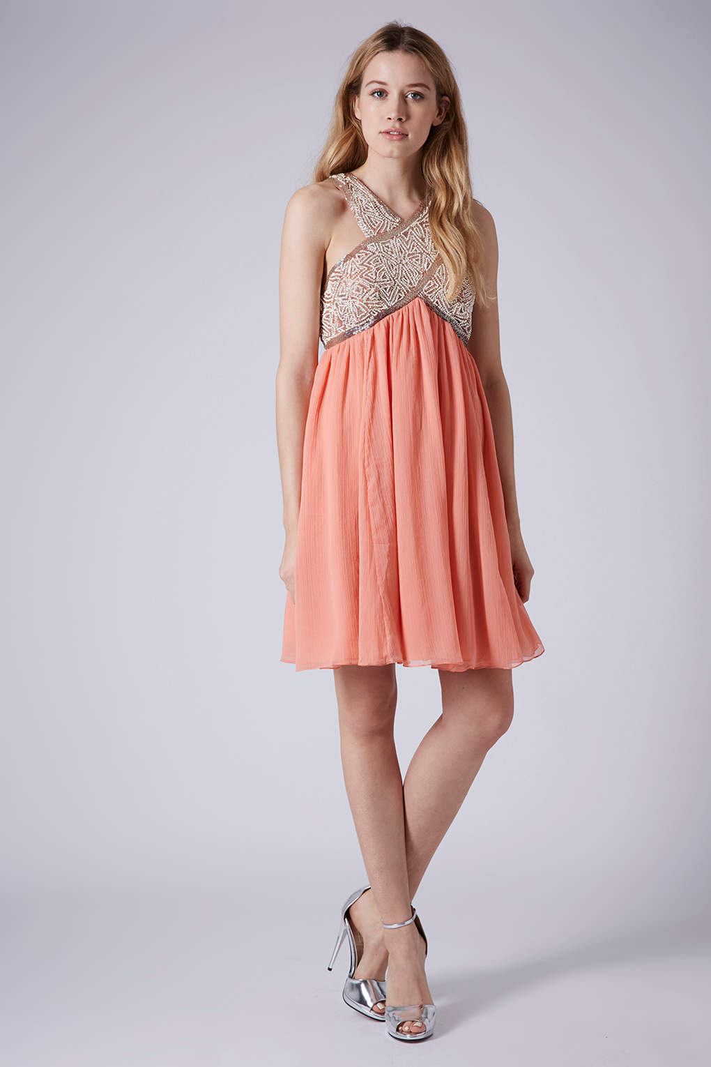 Embellished Chiffon Babydoll Dress - Just $3