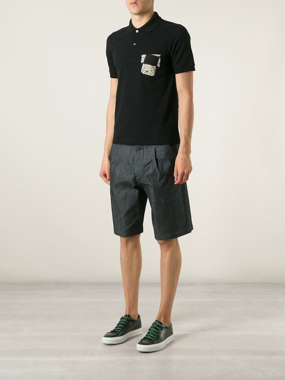 Raf Simons Floral-Pocket Cotton Polo Shirt in Black for Men - Lyst