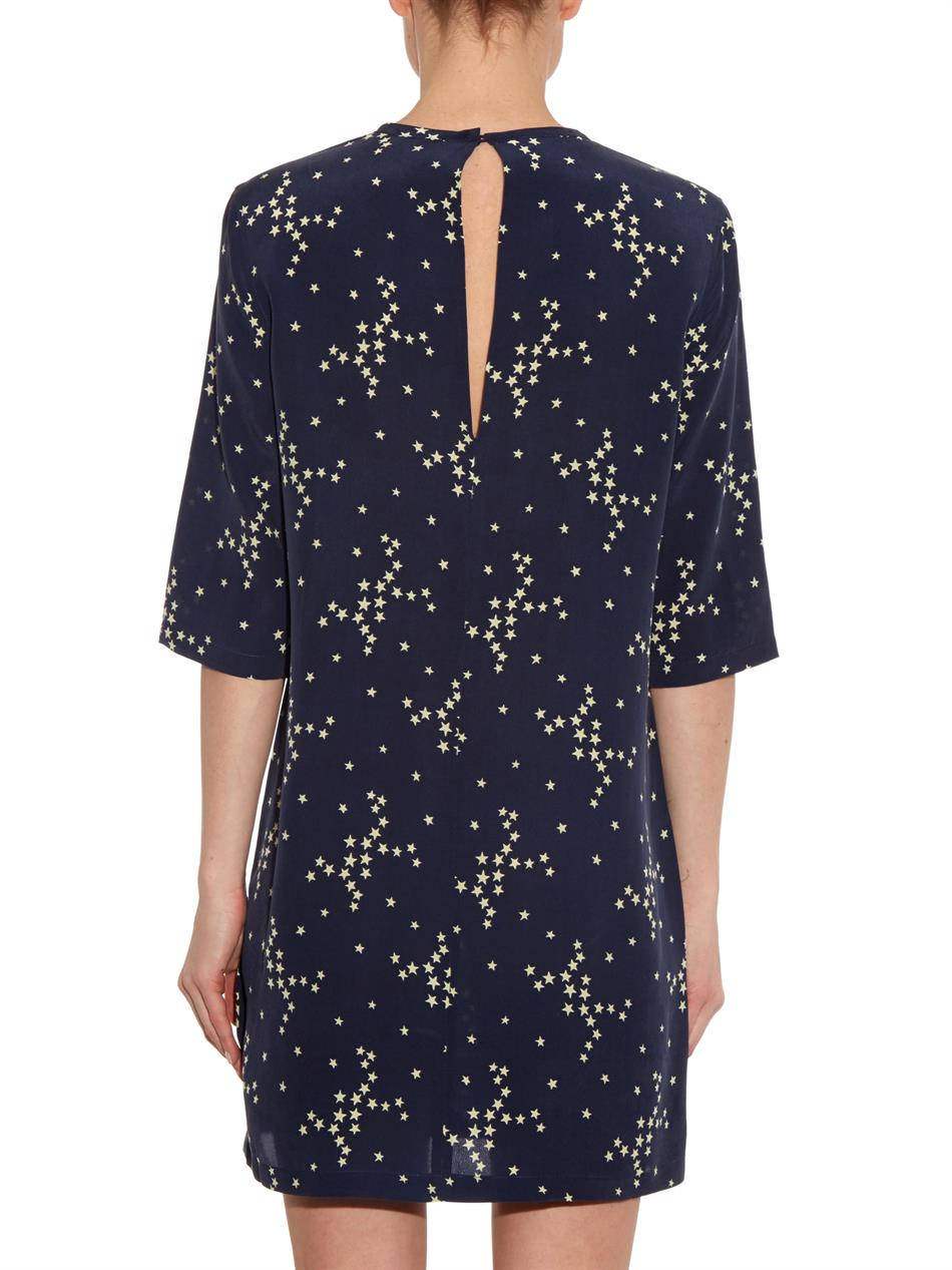 Equipment 'Aubrey' Star Print Silk Dress in Blue Lyst