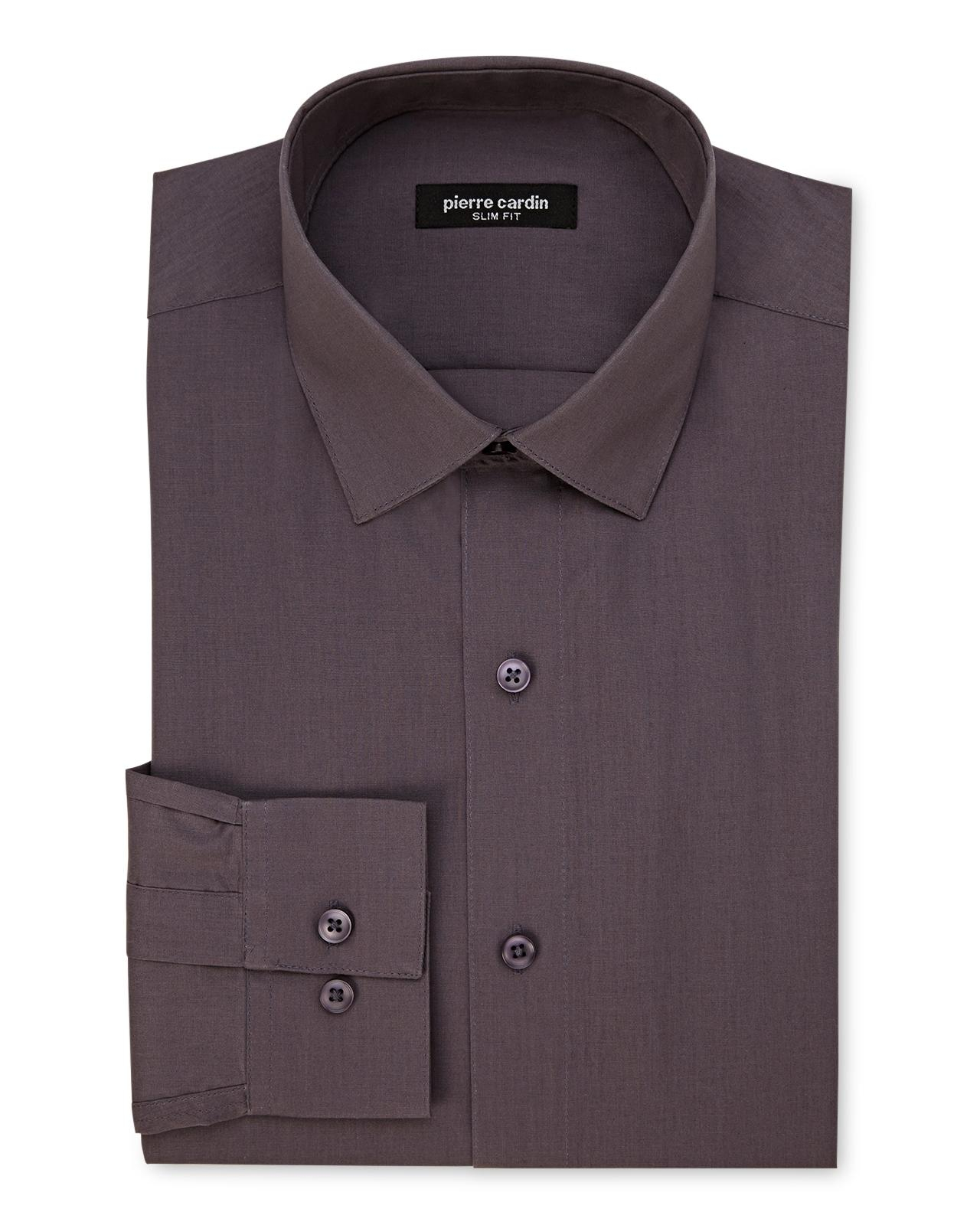 Lyst Pierre Cardin Slim Fit Charcoal Dress Shirt in Gray for Men