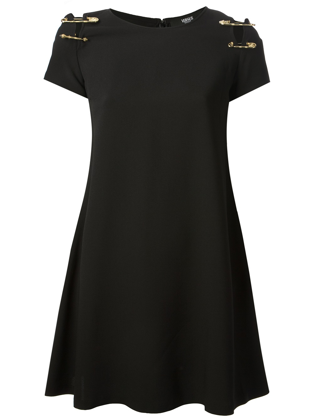 Lyst - Versus Safety Pin Sleeve Dress in Black
