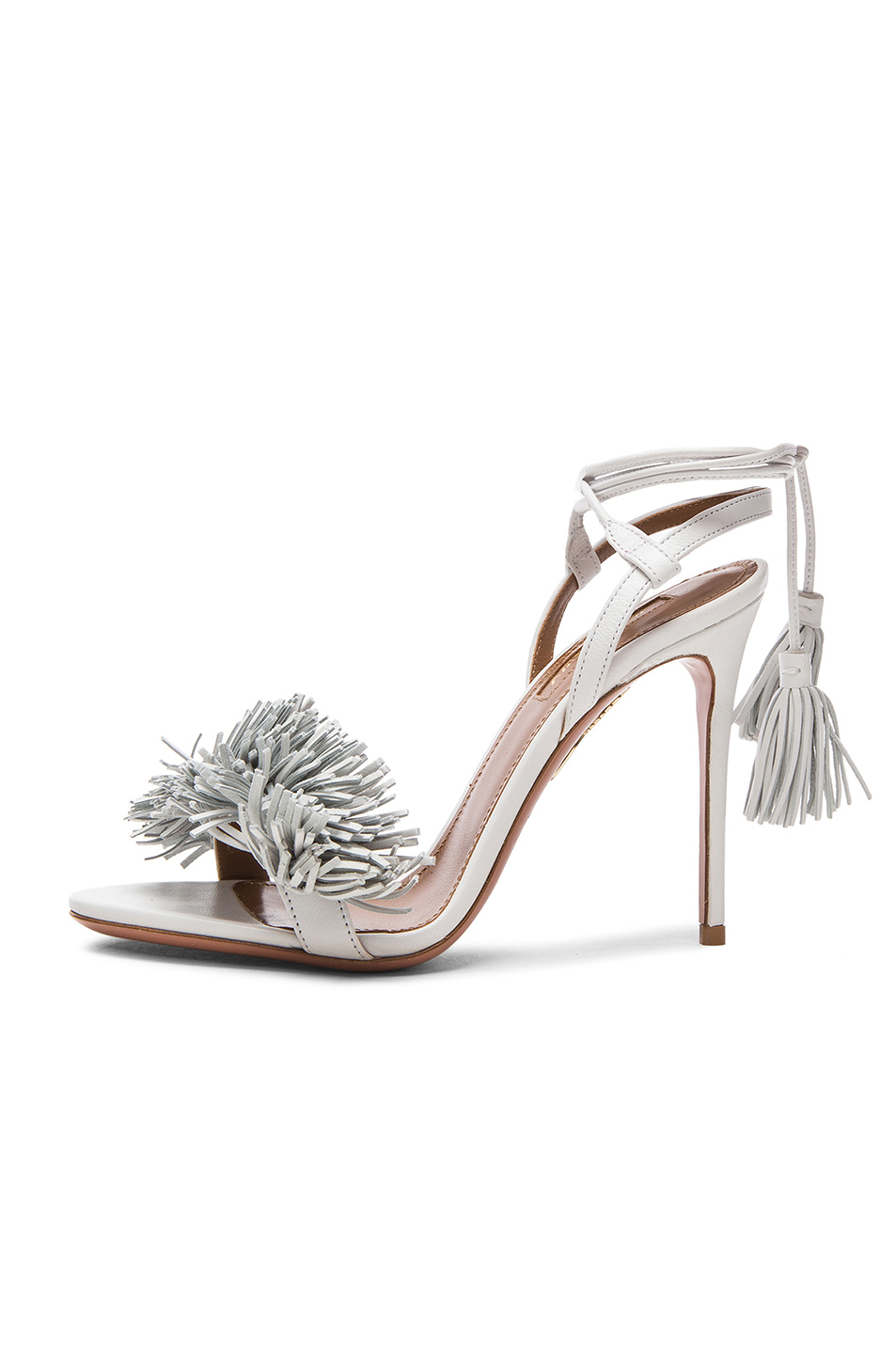 Aquazzura Wild Thing Fringed Leather Sandals In White Lyst