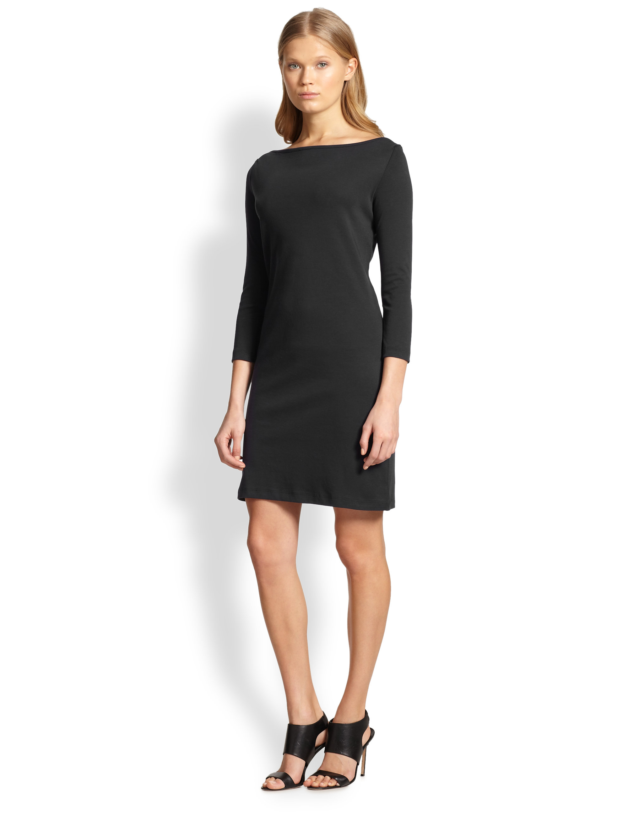boat neck black dress