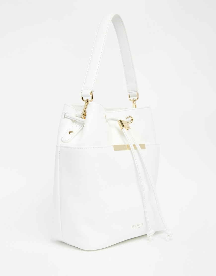 Lyst Ted Baker Large Leather Bucket Bag in White