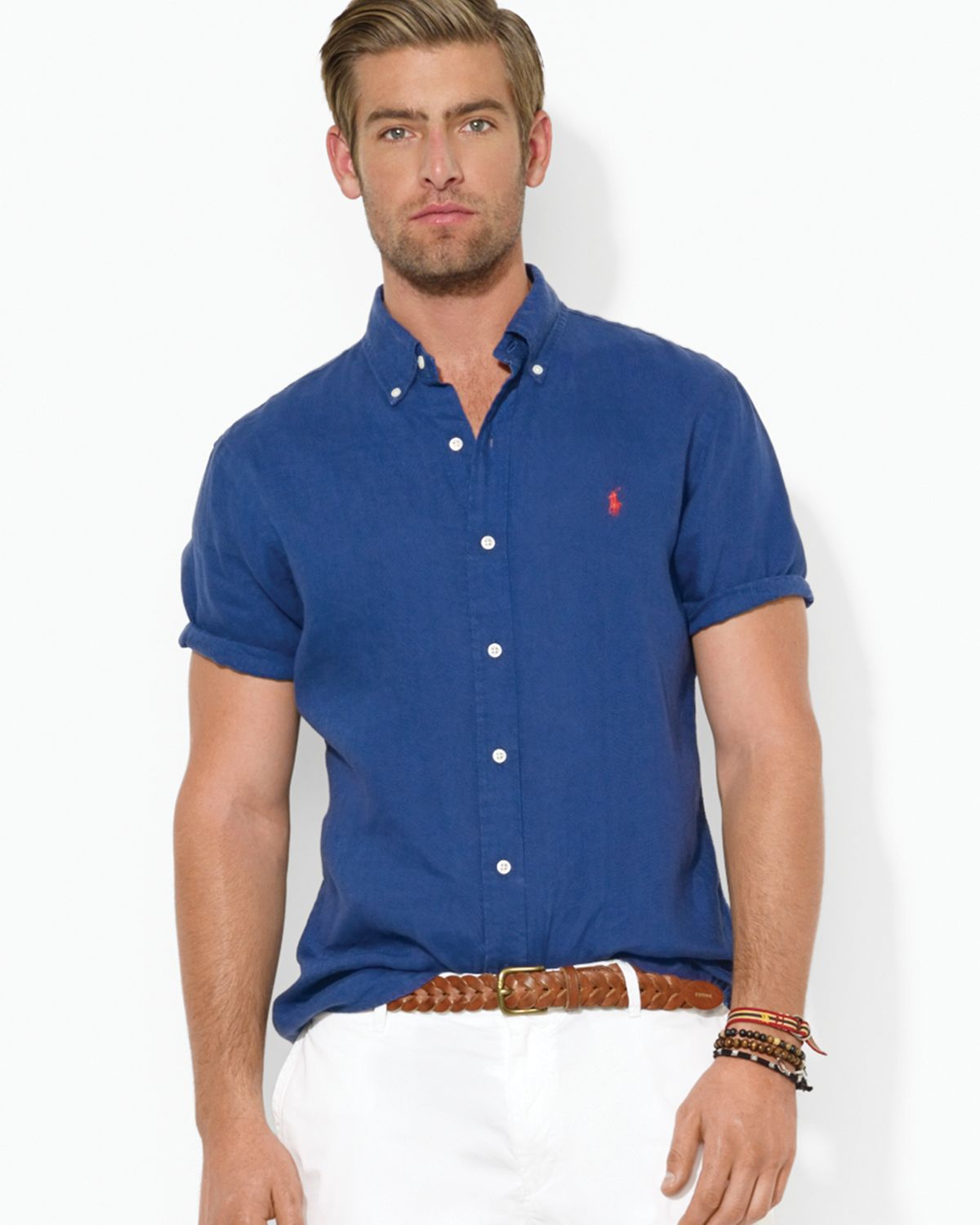 Lyst - Ralph Lauren Polo Custom Short-Sleeved Oxford Button Down Shirt ...