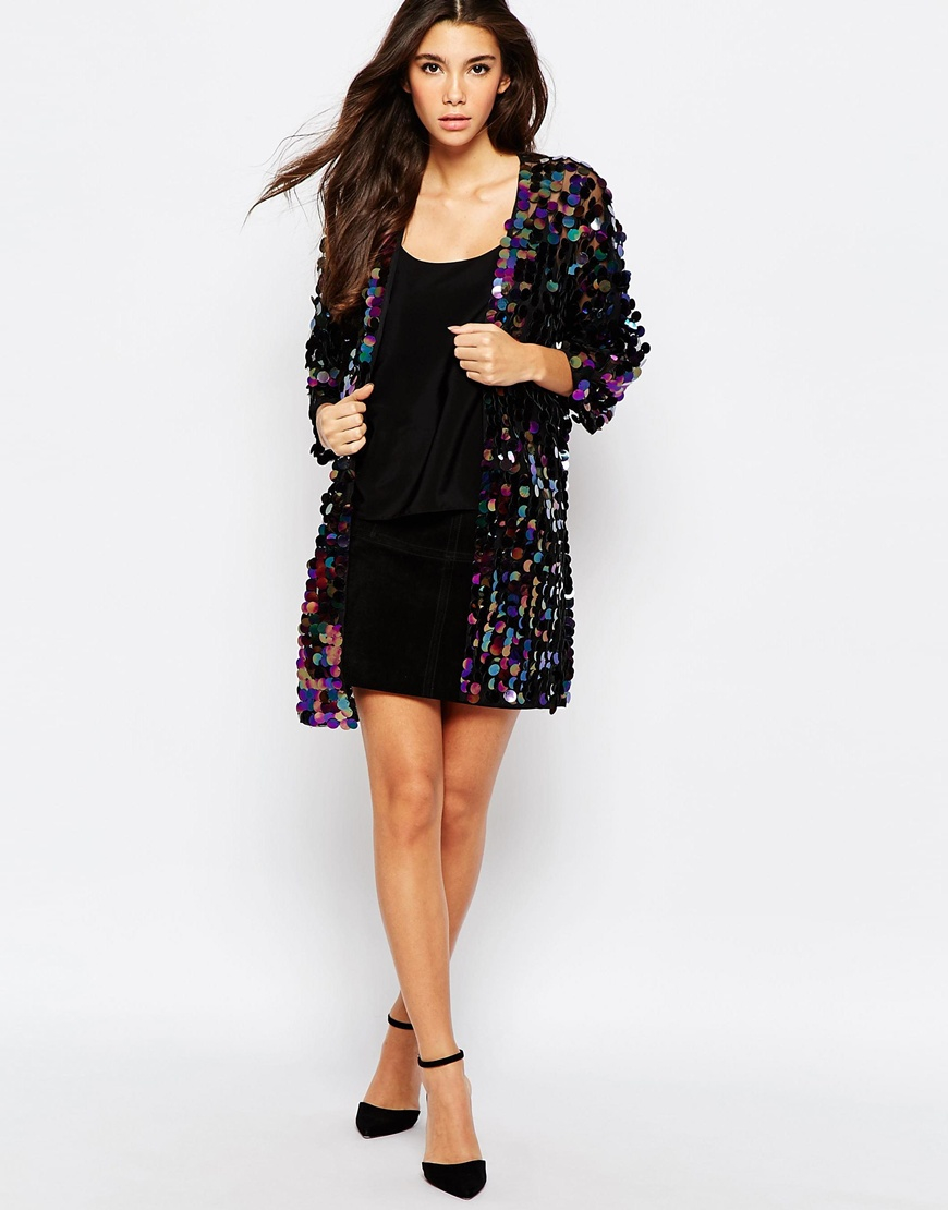 Oh my love Iridescent Sequin Kimono Jacket in Blue | Lyst