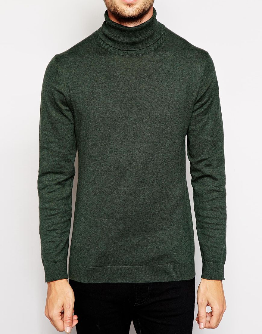 Selected Cotton Roll Neck Sweater in Green for Men (Climbingivy) Lyst