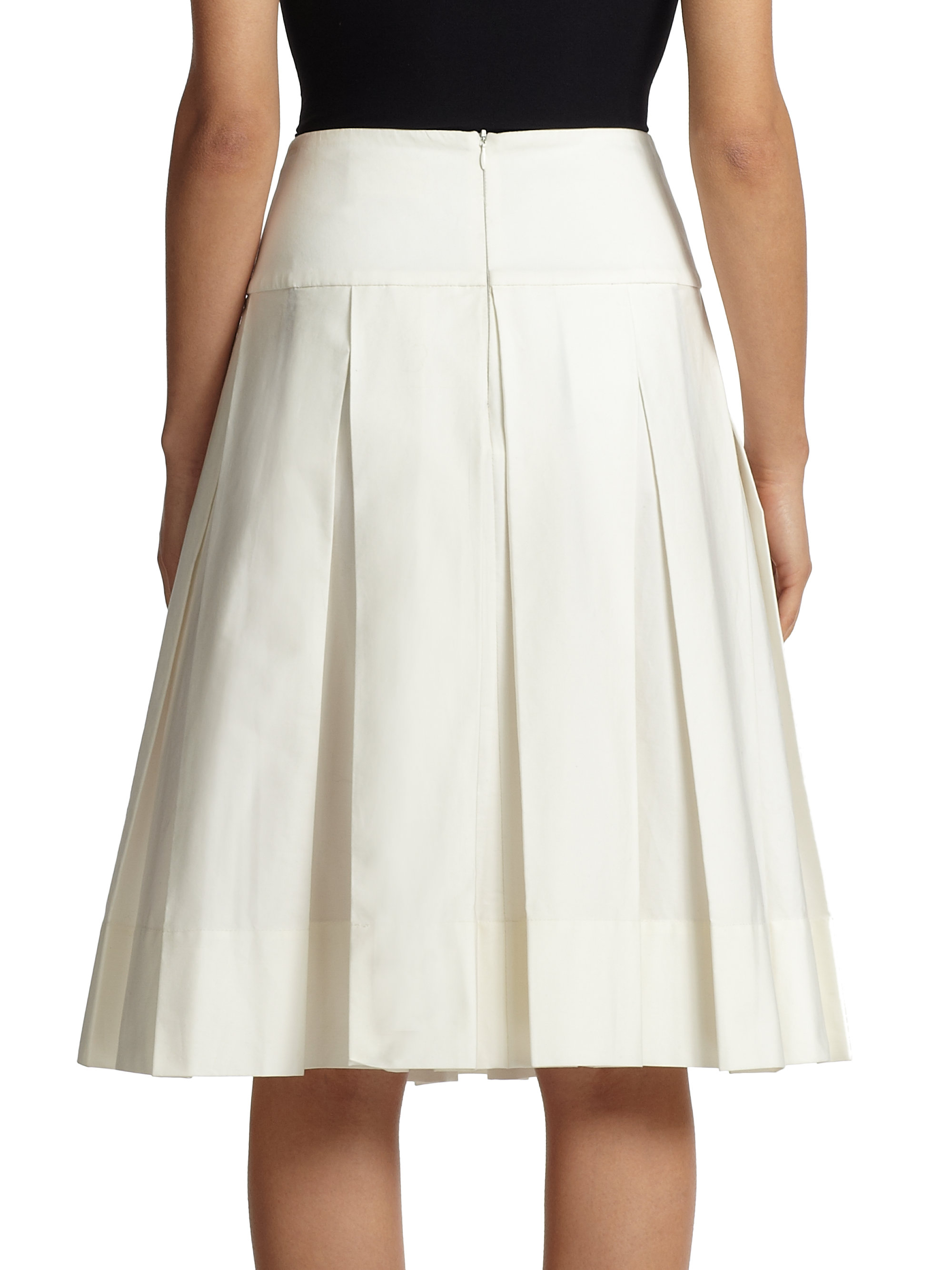 Donna Karan Pleated Full Skirt in Ivory (White) - Lyst