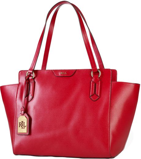 Lauren By Ralph Lauren Tate Leather Satchel in Red (Red/Cocoa) | Lyst