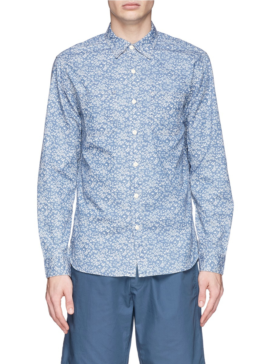 Lyst - Alex Mill Floral Print Cotton Chambray Shirt in Blue for Men