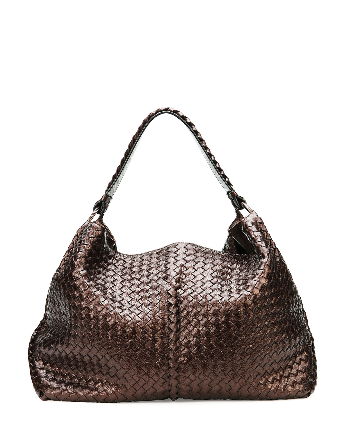 Bottega Veneta Large Metallic Cervo Shoulder Bag in Metallic Brown (Brown) - Lyst