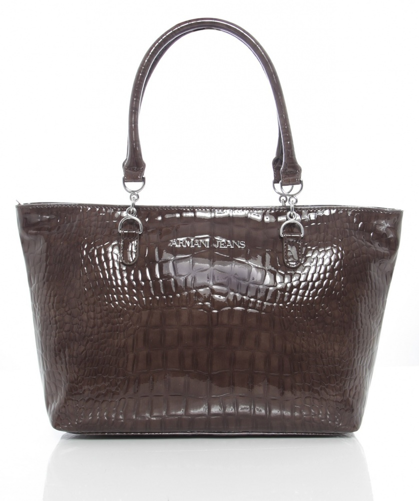 Download Armani Jeans Patent Croc Tote Bag in Taupe (Brown) - Lyst