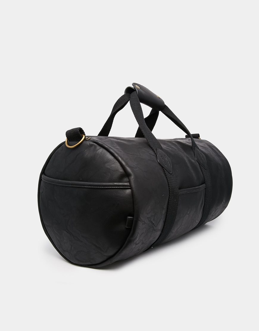 Lyst - Asos Gym Barrel Bag In Black Faux Leather in Black for Men