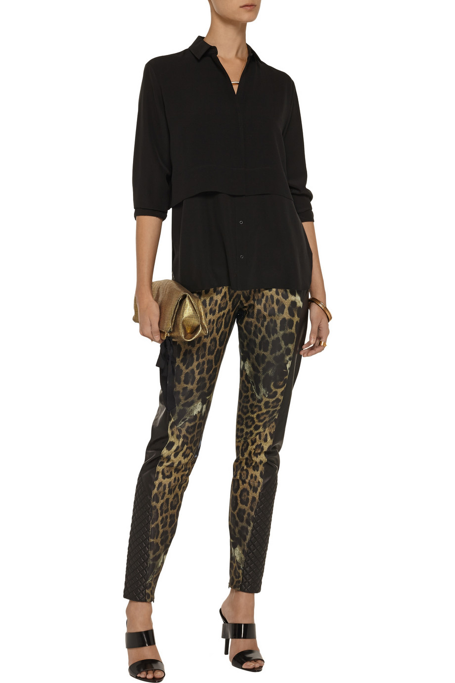 Just cavalli Leopard-Print Paneled Leather Pants in Animal (Leopard ...