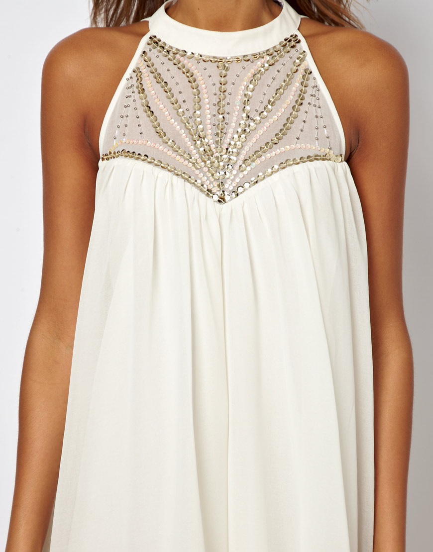 lipsy swing dress with embellished collar