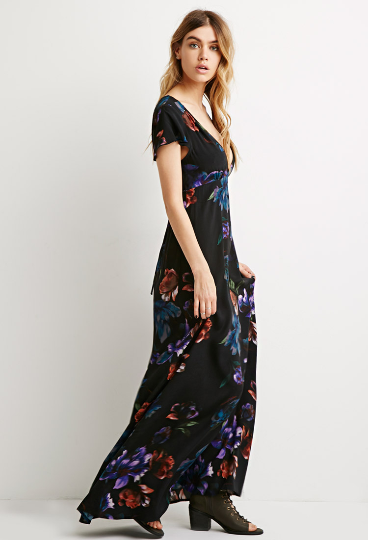 forever 21 black floral maxi dress