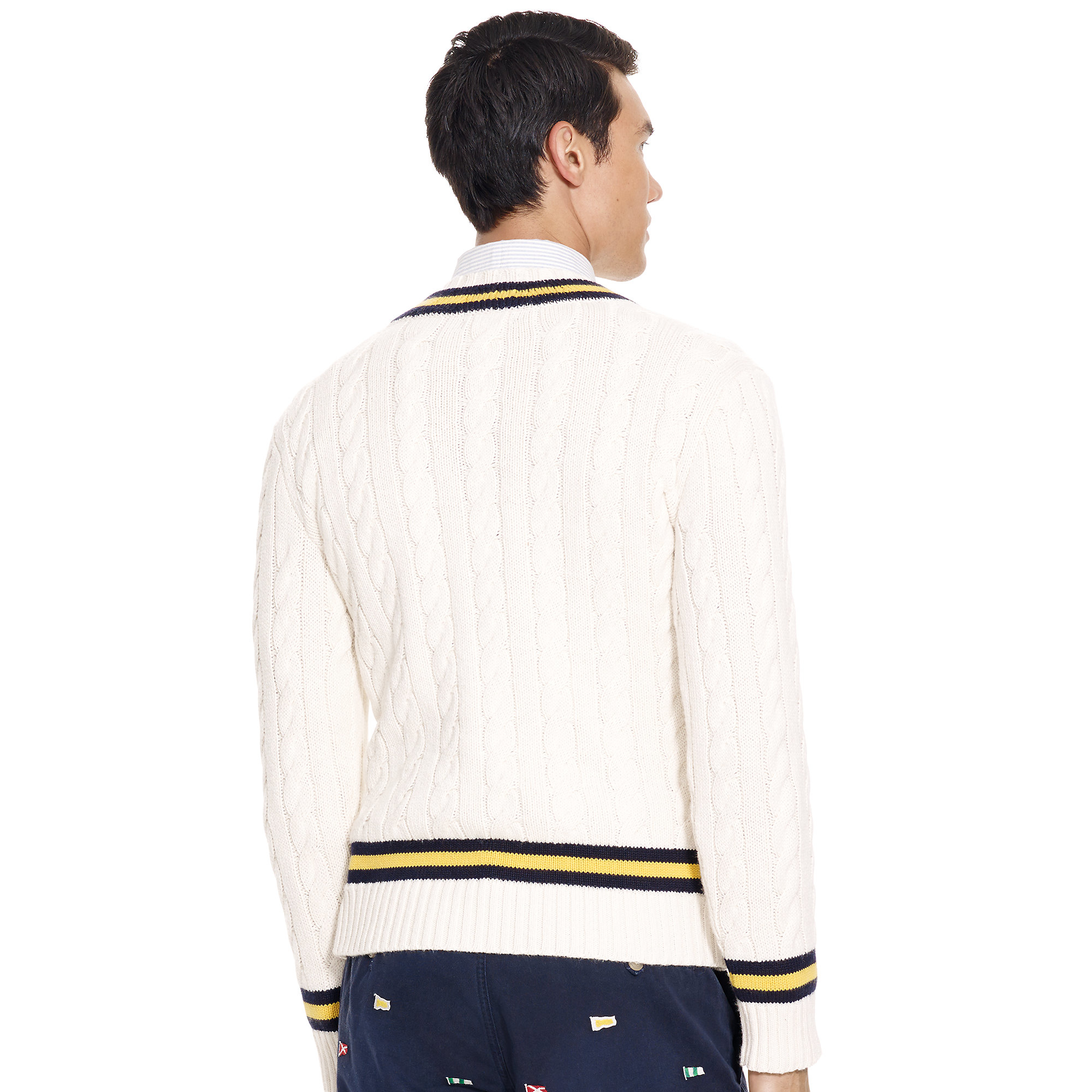 Polo Ralph Lauren Cotton-blend Cricket Sweater in Navy w Gold (White) for  Men | Lyst
