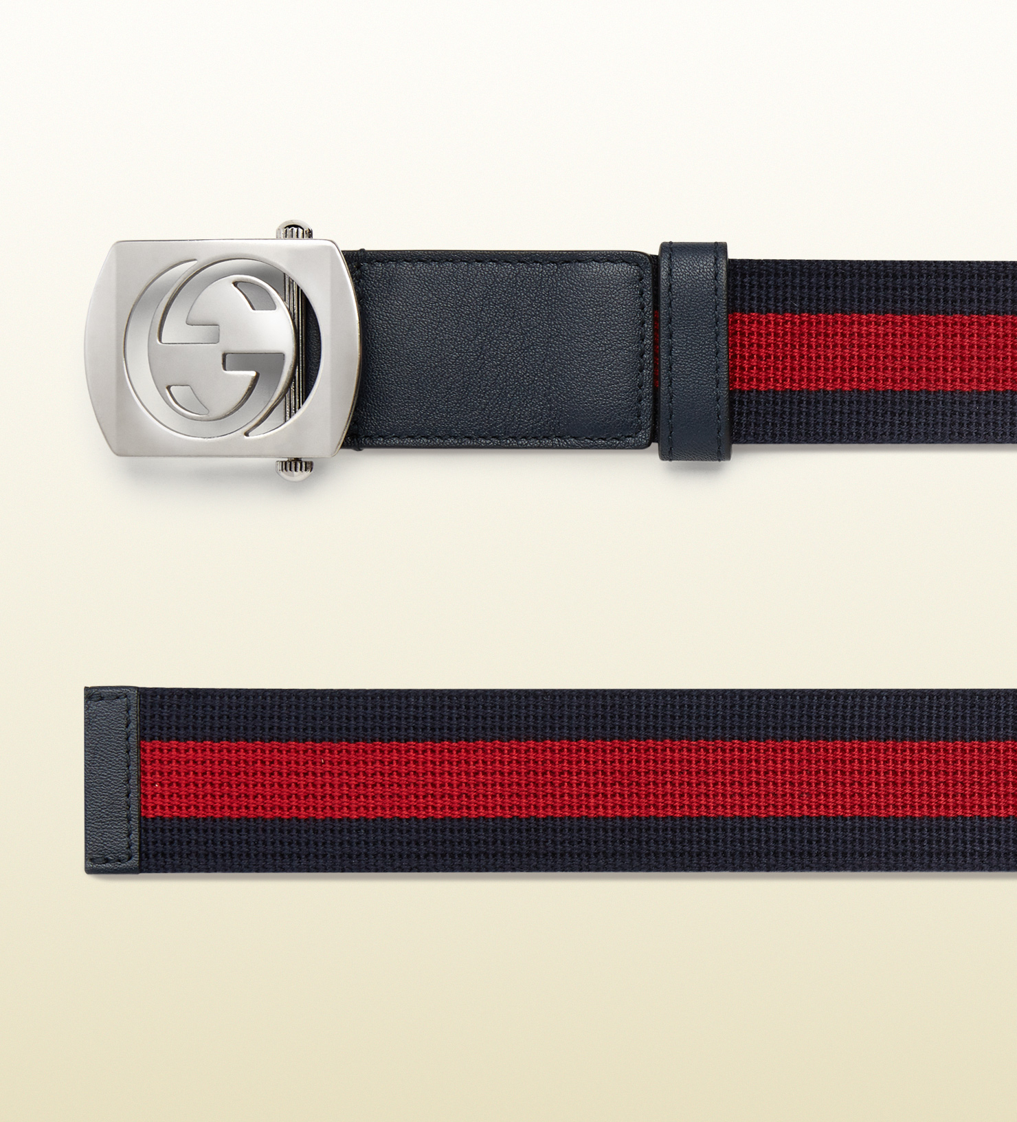 Gucci Canvas Belt With Cut Out Buckle in Blue for Men - Lyst