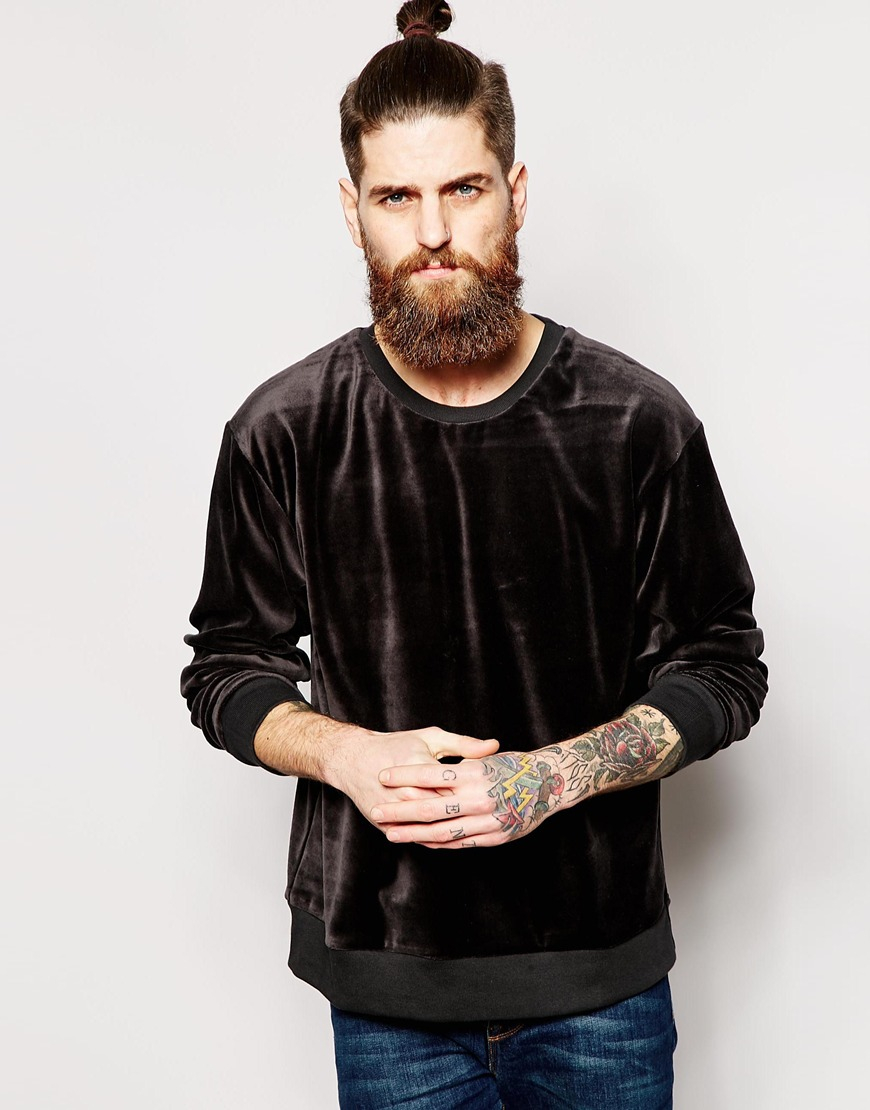 mens velour sweater