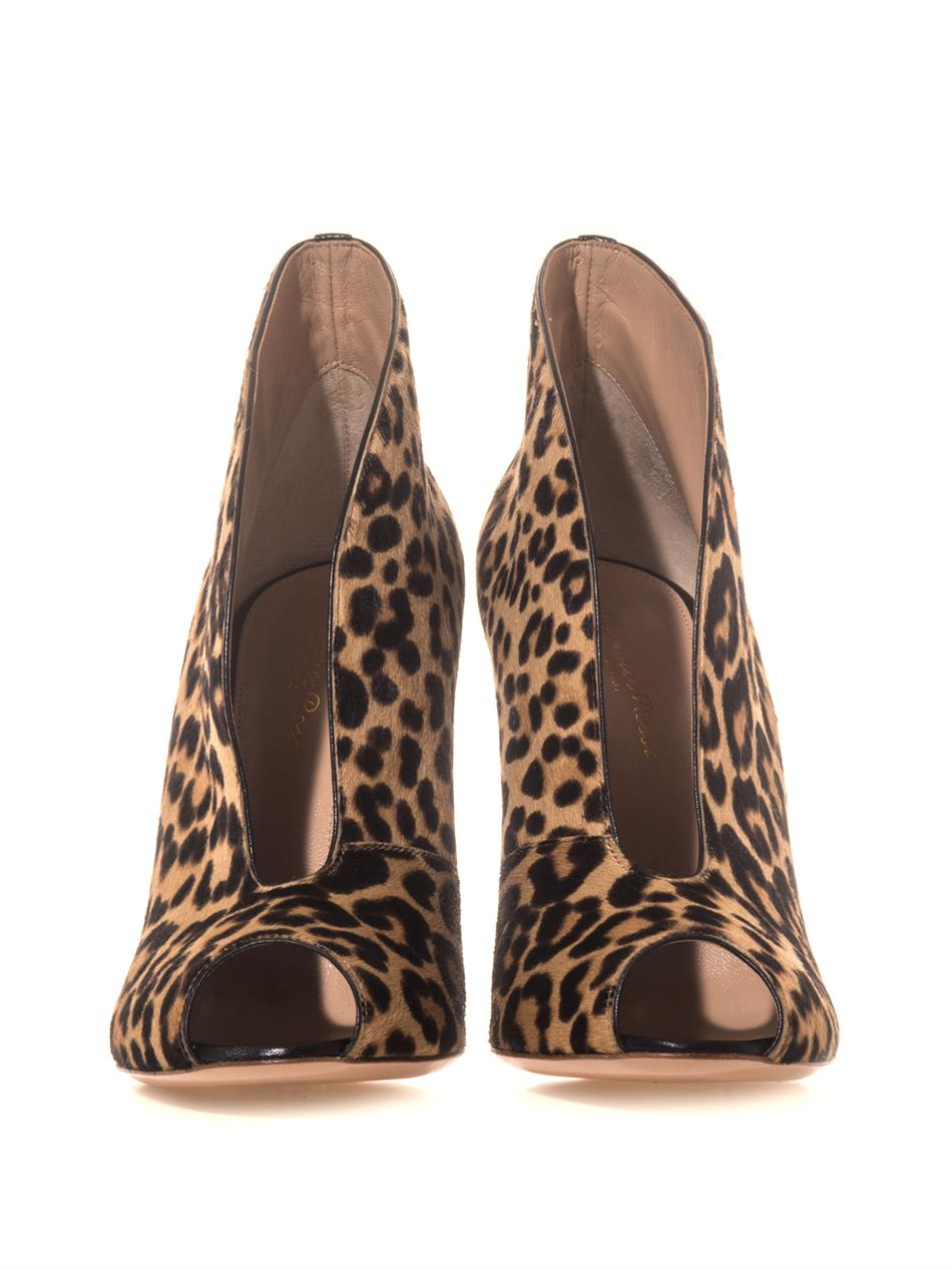 leopard peep toe booties