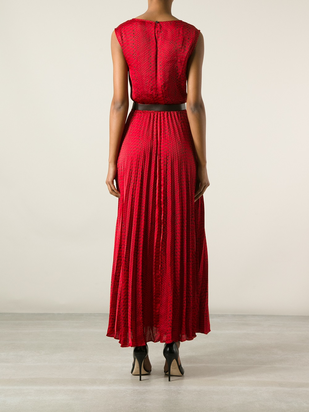 Michael michael kors Snake Skin Print Dress in Red | Lyst