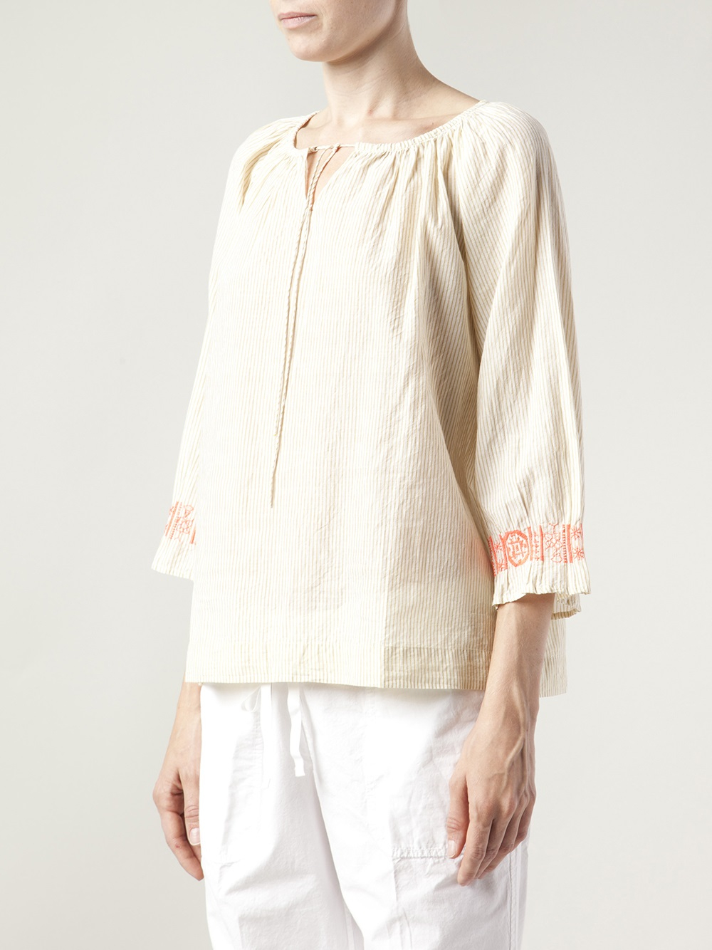 Lyst Dosa Peasant Blouse in Natural