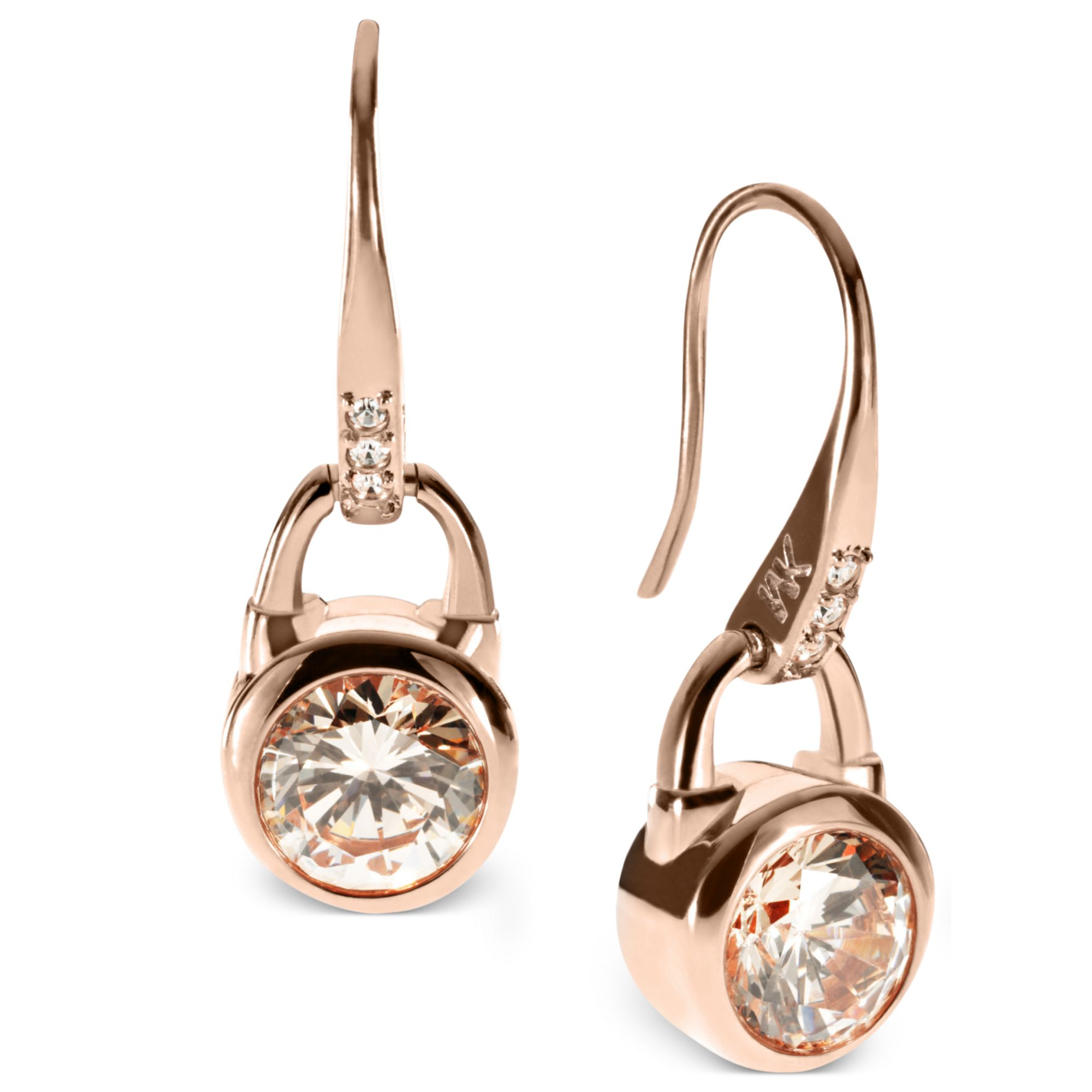 Michael Kors Rose Goldtone Silk Padlock Drop Earrings in Metallic - Lyst
