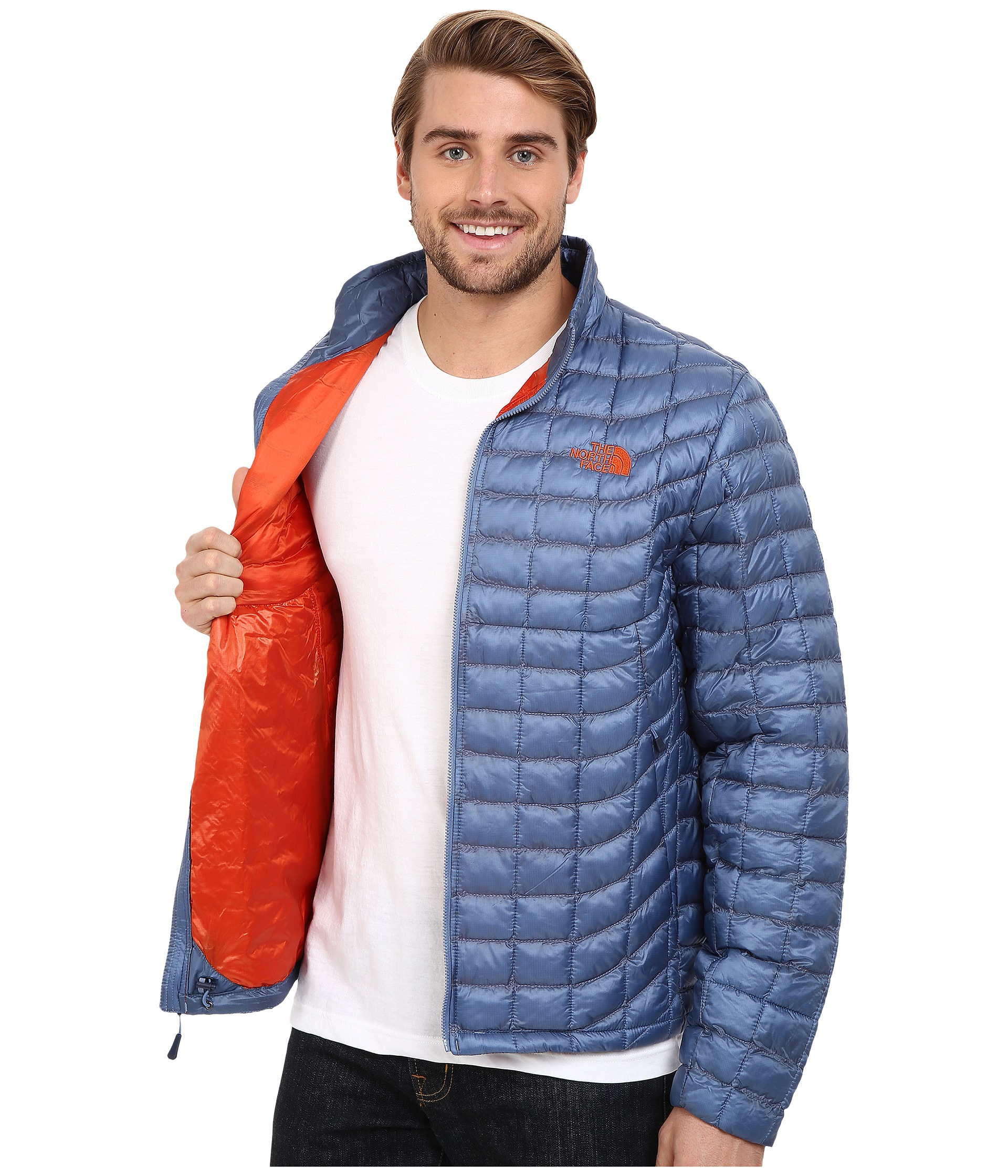 north face blue orange jacket