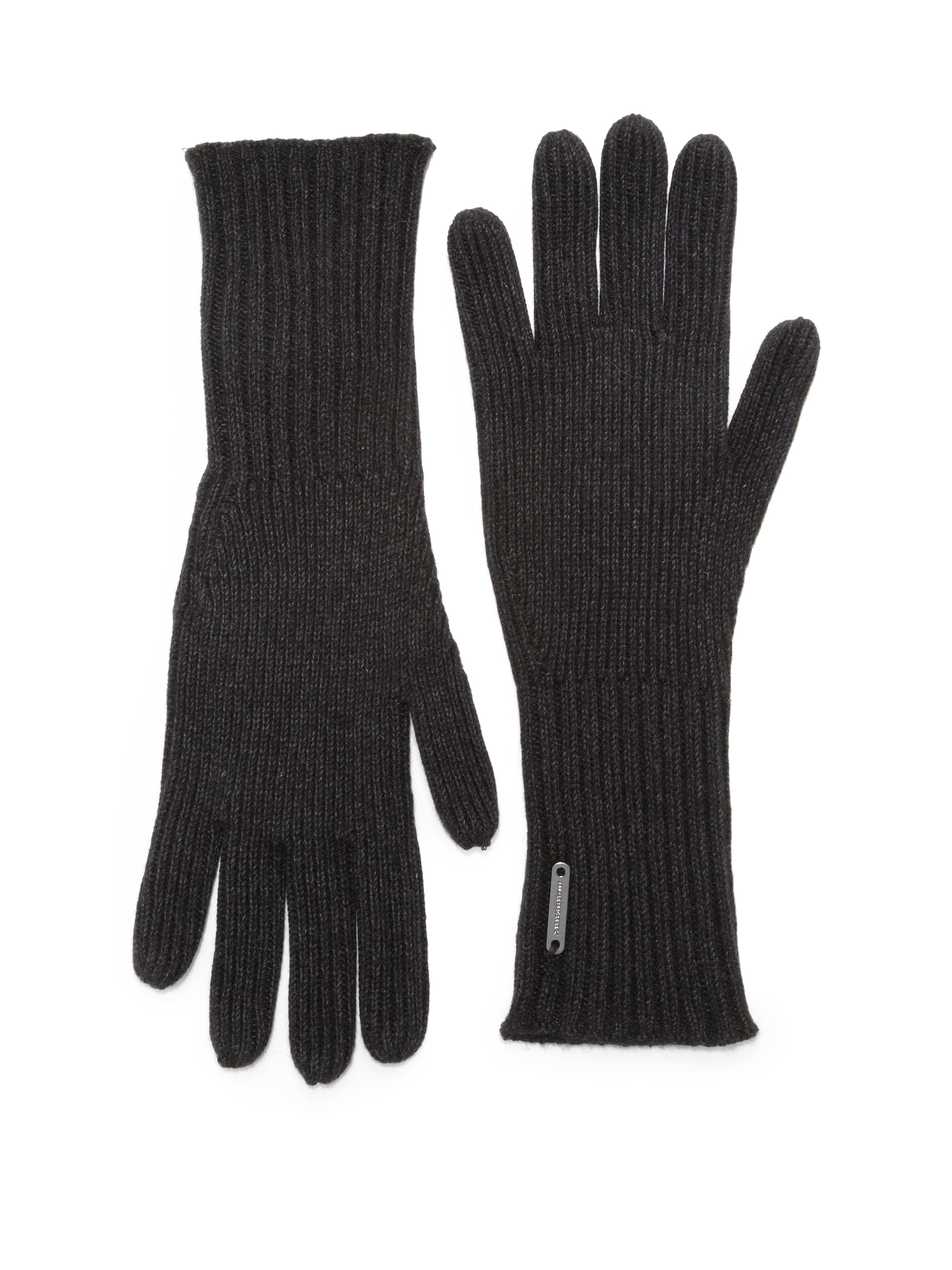 Burberry Ribbed Knit Gloves in Black - Lyst