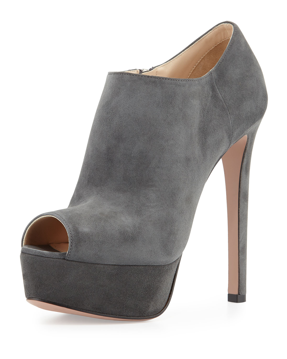 gray peep toe booties