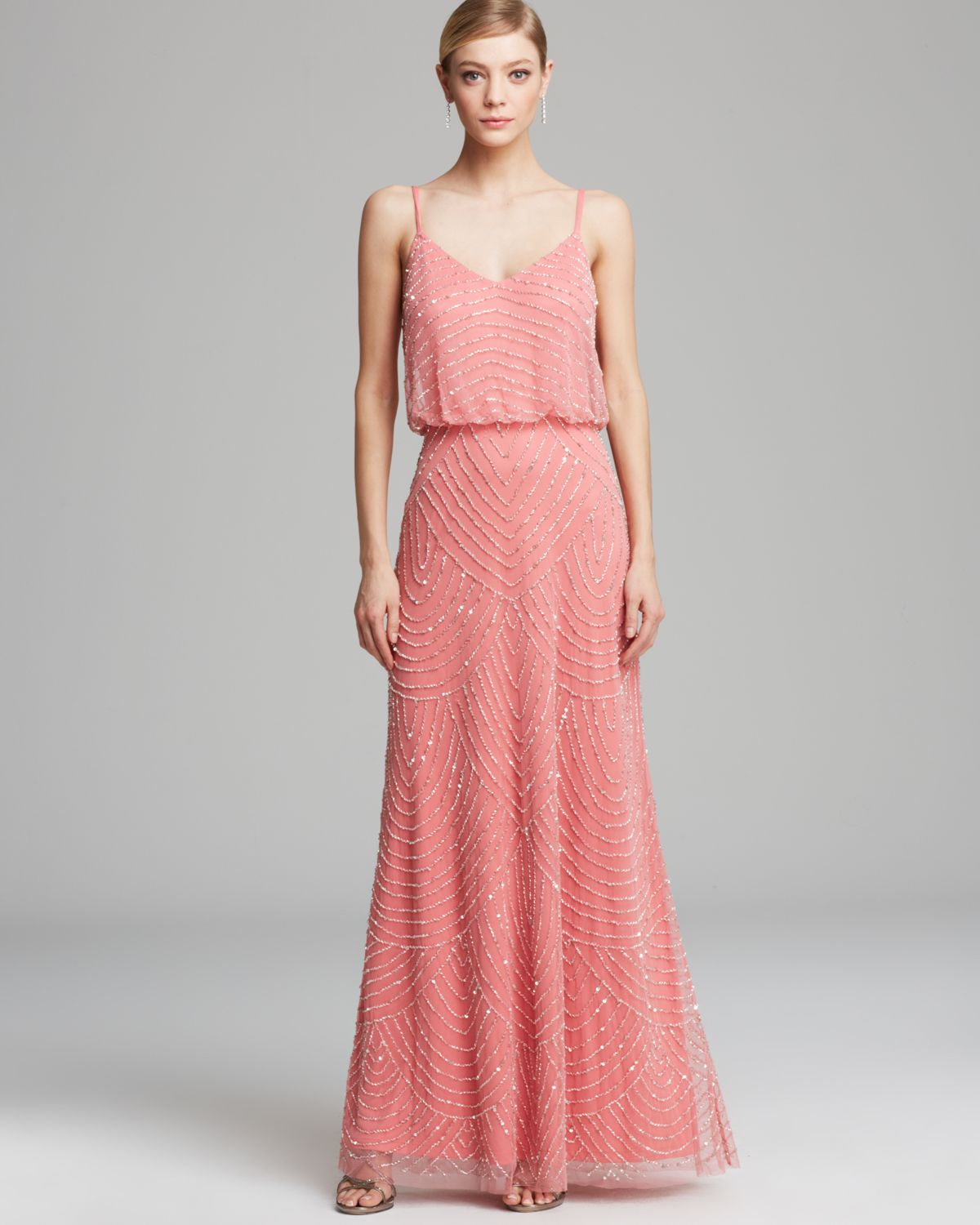 Lyst - Adrianna Papell Gown Beaded Blouson in Pink