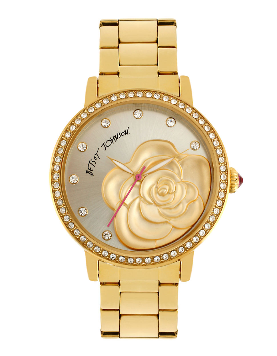 Betsey johnson Ladies Goldtone Crystal Rose Watch in Metallic Lyst
