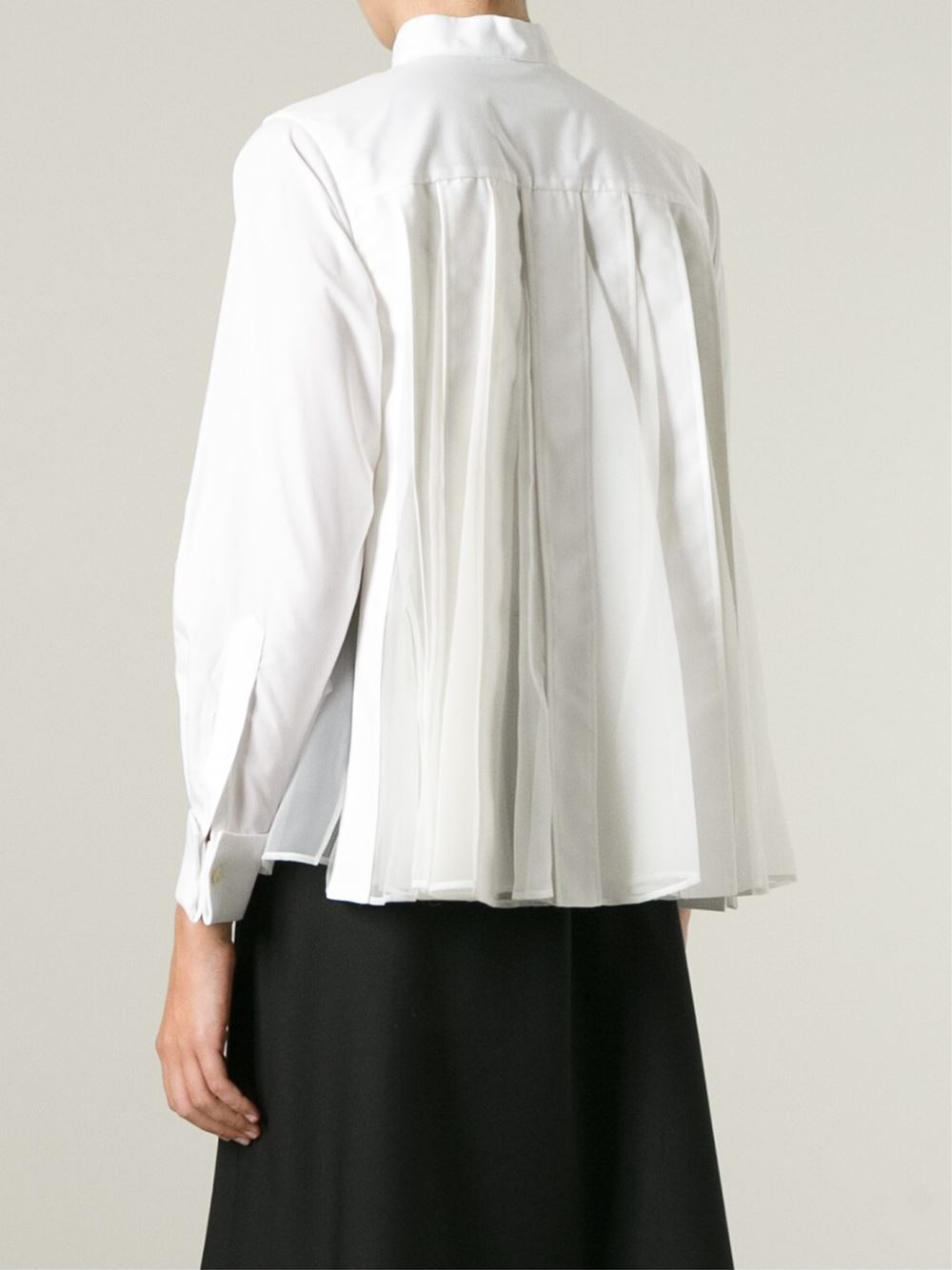 Sacai Pleated Back Shirt in White | Lyst