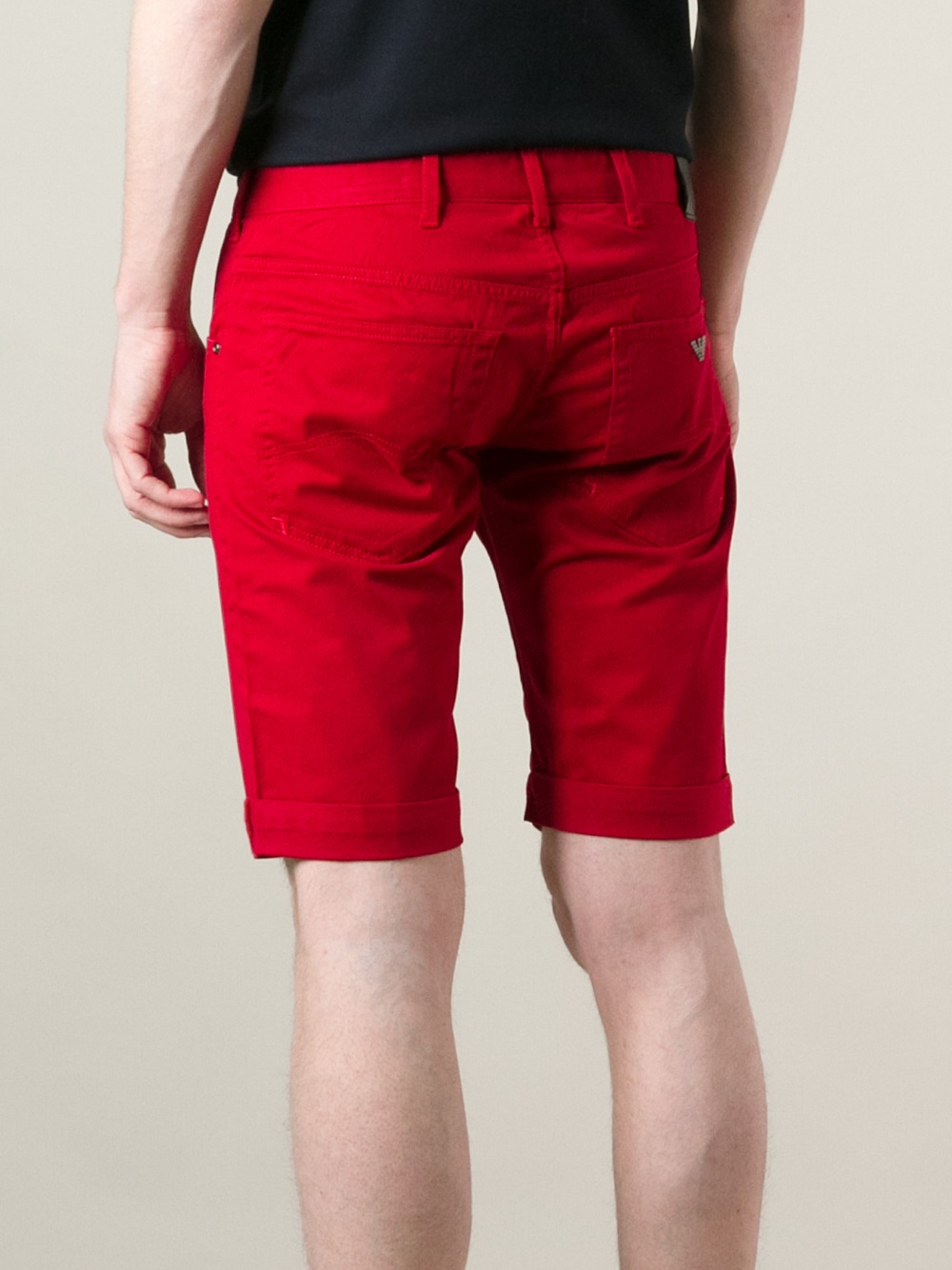 red denim shorts