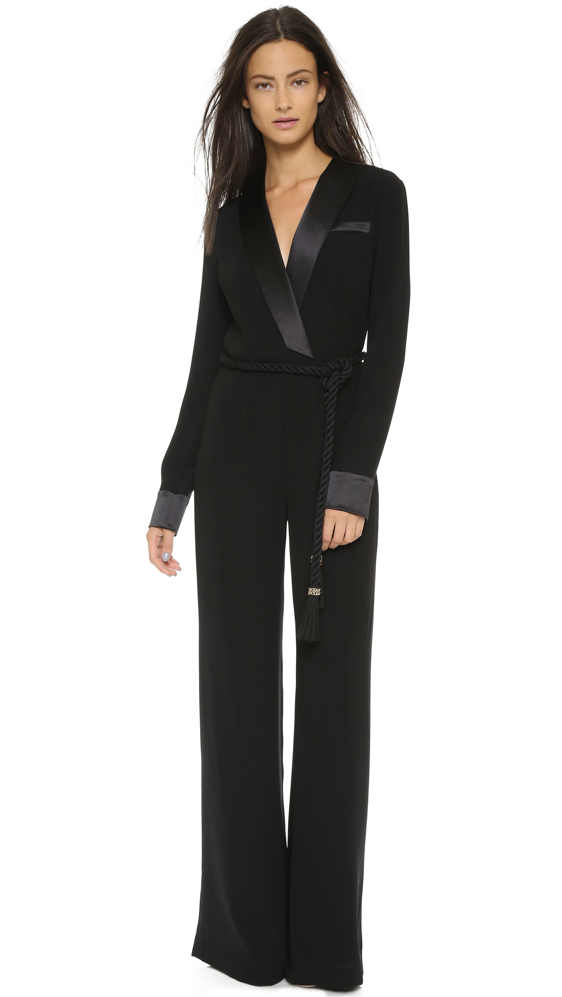 womens tuxedo jumpsuit long sleeve