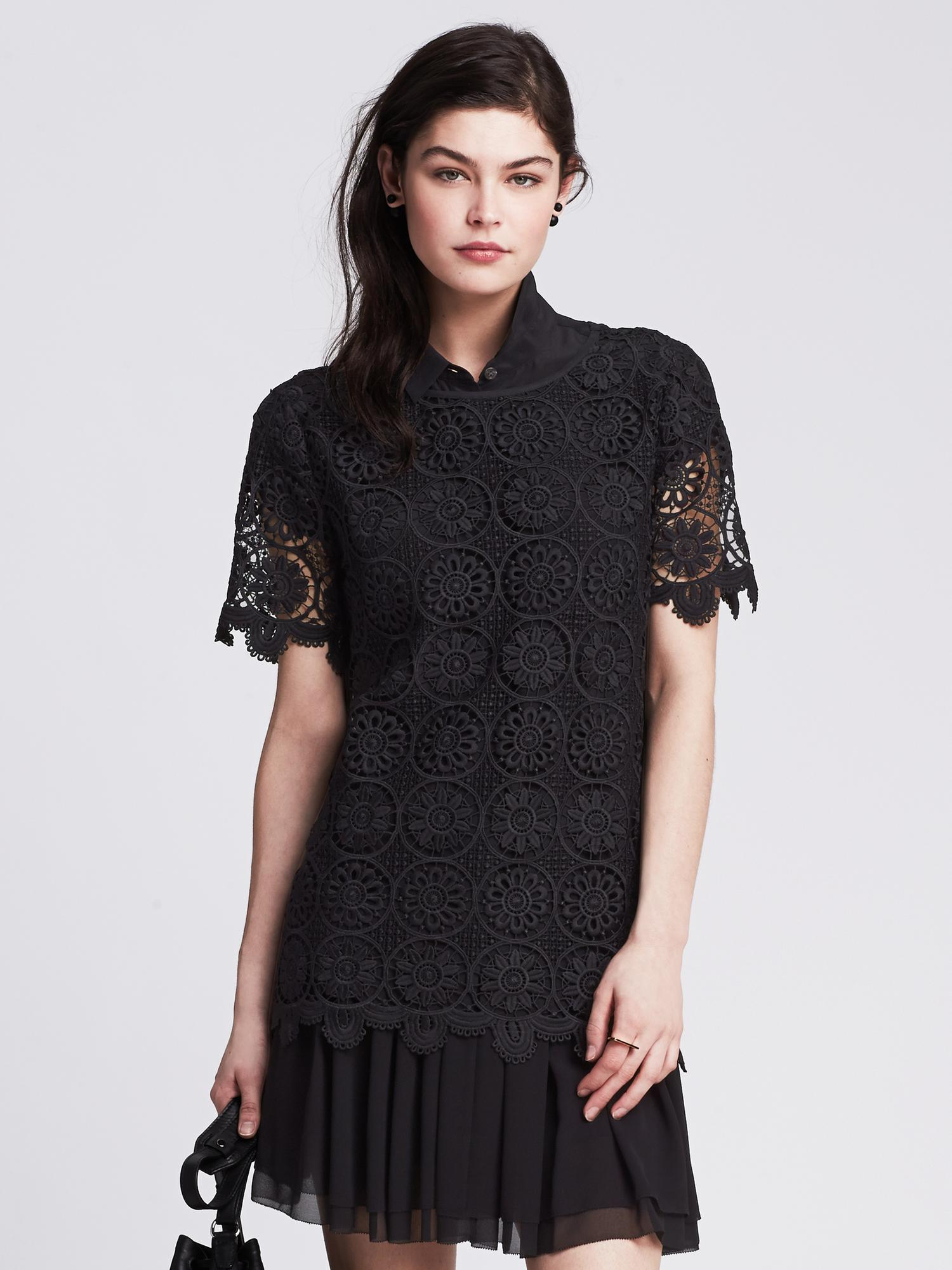 Banana Republic Medallion Lace Top in Black Lyst