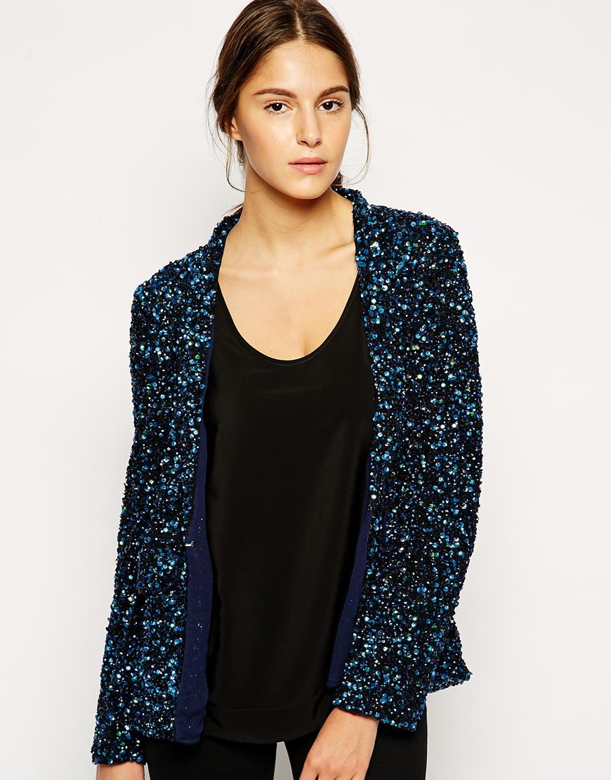 blue sequin cardigan