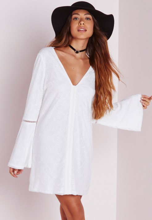 Image for white dresses with bell sleeves