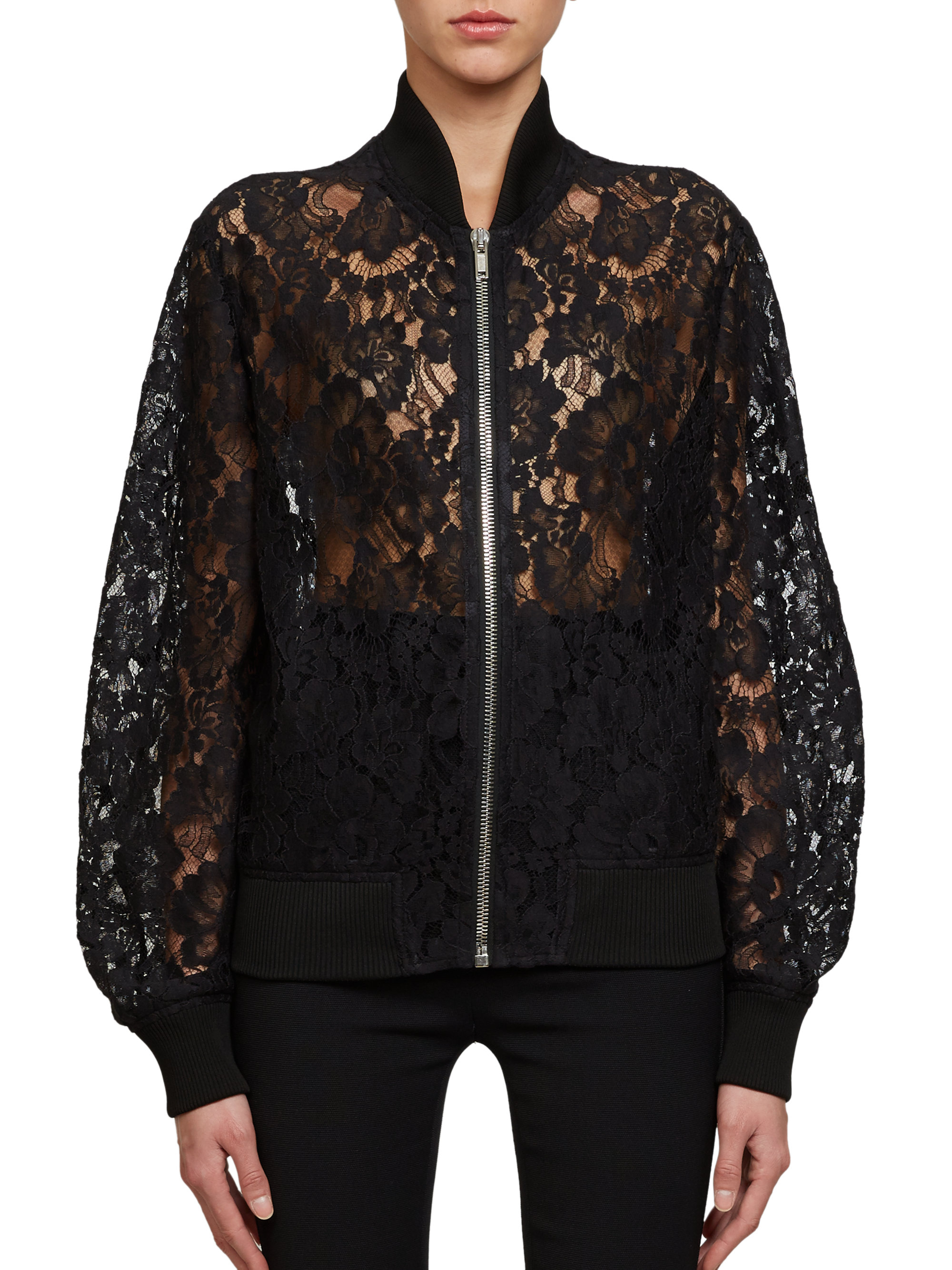 Lyst Givenchy Lace Bomber Jacket in Black