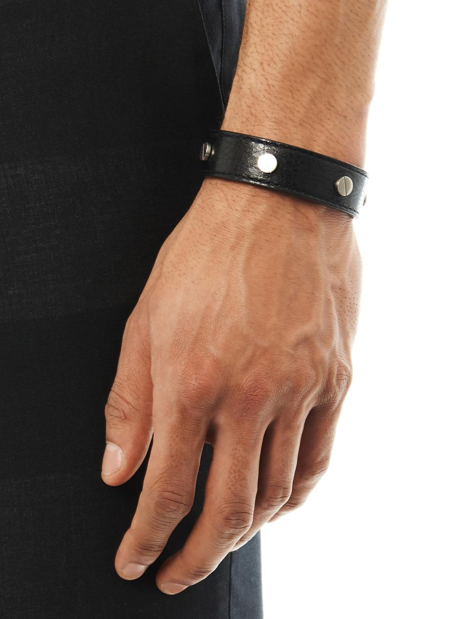 Balenciaga Studded Leather Bracelet in Black for Men | Lyst